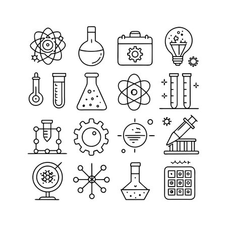Science and Research Icon Set Collection Vector for UI Documents Websites and Mobile Applicationsのイラスト素材
