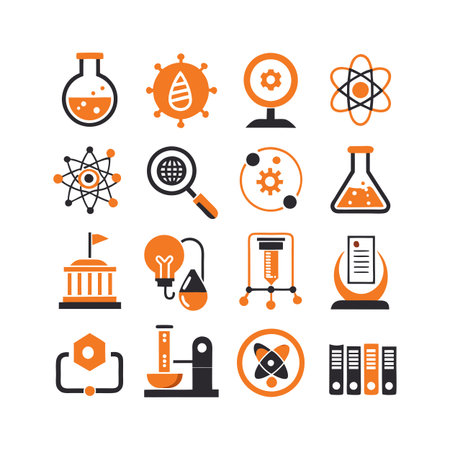 Science and Research Icon Set Collection Vector for UI Documents Websites and Mobile Applicationsのイラスト素材