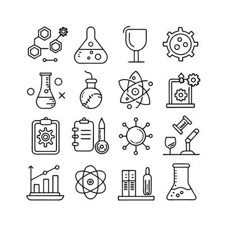 Science and Research Icon Set Collection Vector for UI Documents Websites and Mobile Applicationsのイラスト素材