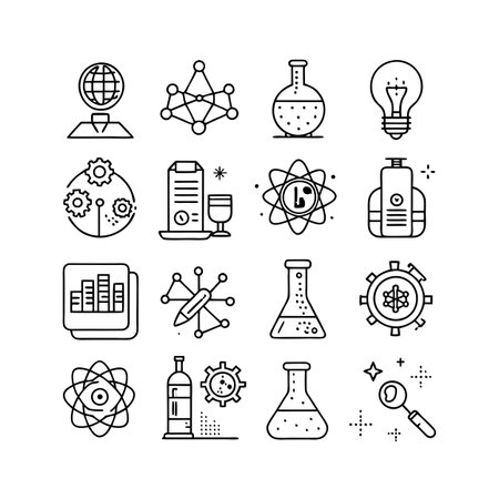 Science and Research Icon Set Collection Vector for UI Documents Websites and Mobile Applicationsのイラスト素材