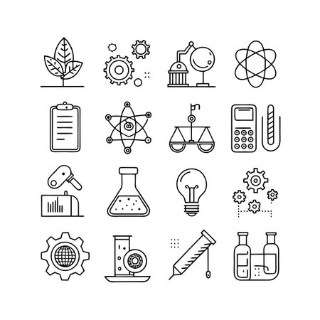 Science and Research Icon Set Collection Vector for UI Documents Websites and Mobile Applicationsのイラスト素材