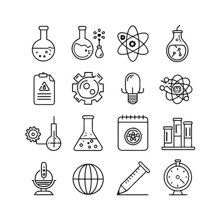 Science and Research Icon Set Collection Vector for UI Documents Websites and Mobile Applicationsのイラスト素材