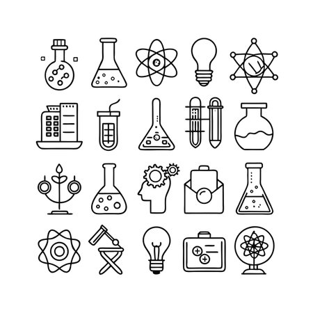 Science and Research Icon Set Collection Vector for UI Documents Websites and Mobile Applicationsのイラスト素材