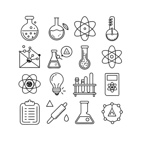 Science and Research Icon Set Collection Vector for UI Documents Websites and Mobile Applicationsのイラスト素材