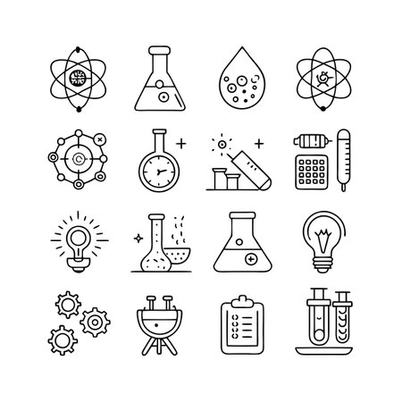 Science and Research Icon Set Collection Vector for UI Documents Websites and Mobile Applicationsのイラスト素材