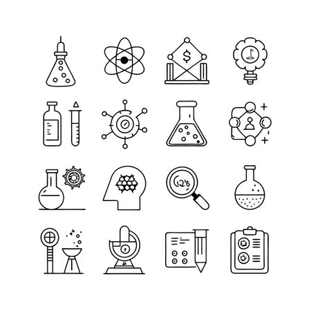 Science and Research Icon Set Collection Vector for UI Documents Websites and Mobile Applicationsのイラスト素材