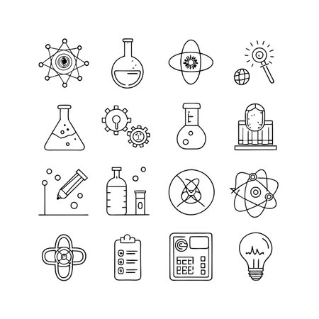 Science and Research Icon Set Collection Vector for UI Documents Websites and Mobile Applicationsのイラスト素材