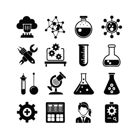 Science and Research Icon Set Collection Vector for UI Documents Websites and Mobile Applicationsのイラスト素材