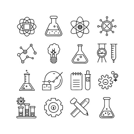 Science and Research Icon Set Collection Vector for UI Documents Websites and Mobile Applicationsのイラスト素材