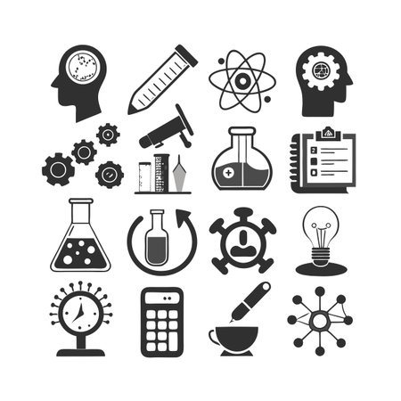Science and Research Icon Set Collection Vector for UI Documents Websites and Mobile Applicationsのイラスト素材