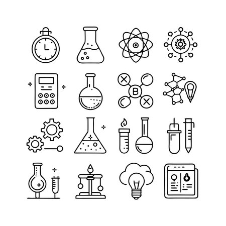 Science and Research Icon Set Collection Vector for UI Documents Websites and Mobile Applicationsのイラスト素材