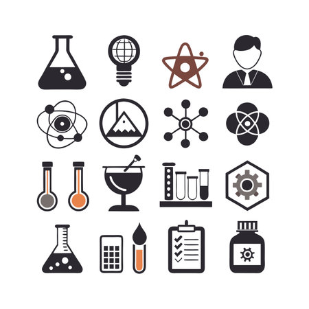 Science and Research Icon Set Collection Vector for UI Documents Websites and Mobile Applicationsのイラスト素材