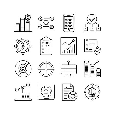 Data and Analytics Icon Set Collection Vector for UI Documents Websites and Mobile Applicationsのイラスト素材