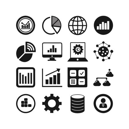 Data and Analytics Icon Set Collection Vector for UI Documents Websites and Mobile Applicationsのイラスト素材