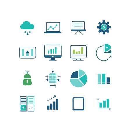 Data and Analytics Icon Set Collection Vector for UI Documents Websites and Mobile Applicationsのイラスト素材