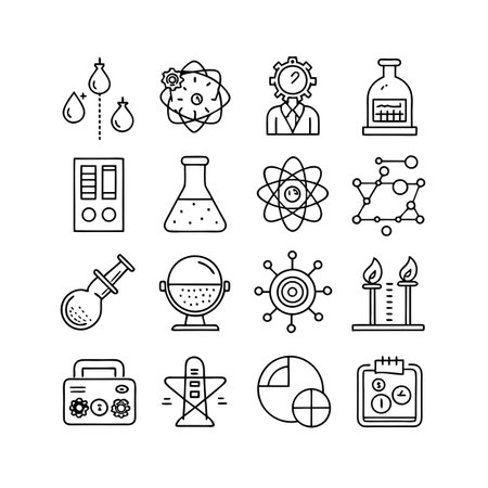 Science and Research Icon Set Collection Vector for UI Documents Websites and Mobile Applicationsのイラスト素材