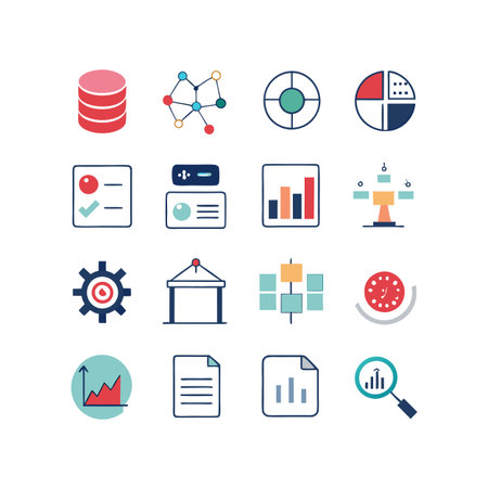 Data and Analytics Icon Set Collection Vector for UI Documents Websites and Mobile Applicationsのイラスト素材