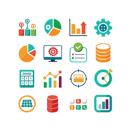 Data and Analytics Icon Set Collection Vector for UI Documents Websites and Mobile Applicationsのイラスト素材