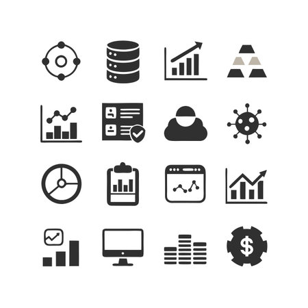 Data and Analytics Icon Set Collection Vector for UI Documents Websites and Mobile Applicationsのイラスト素材