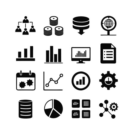 Data and Analytics Icon Set Collection Vector for UI Documents Websites and Mobile Applicationsのイラスト素材