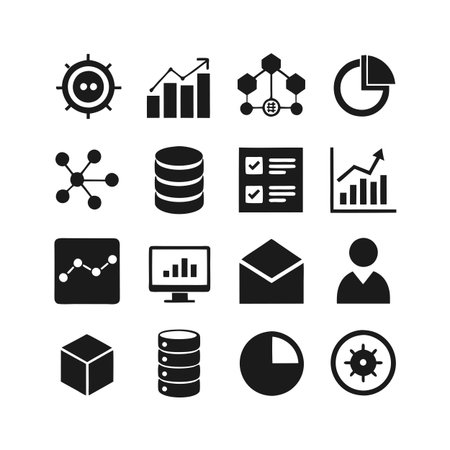 Data and Analytics Icon Set Collection Vector for UI Documents Websites and Mobile Applicationsのイラスト素材
