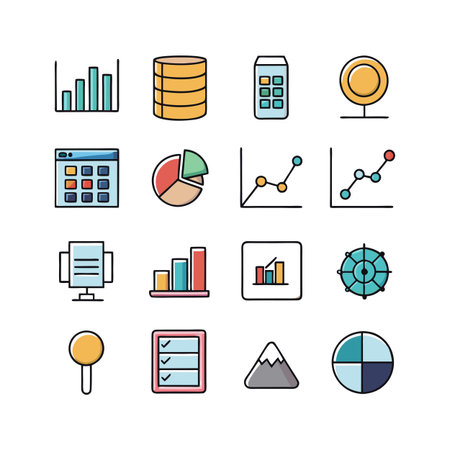 Data and Analytics Icon Set Collection Vector for UI Documents Websites and Mobile Applicationsのイラスト素材