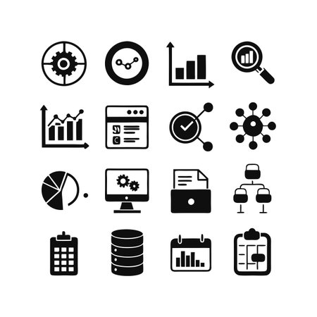 Data and Analytics Icon Set Collection Vector for UI Documents Websites and Mobile Applicationsのイラスト素材