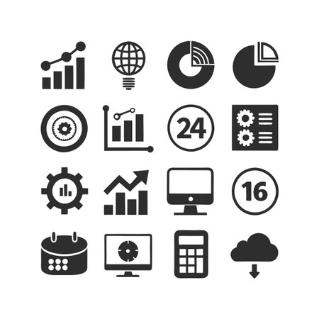 Data and Analytics Icon Set Collection Vector for UI Documents Websites and Mobile Applicationsのイラスト素材