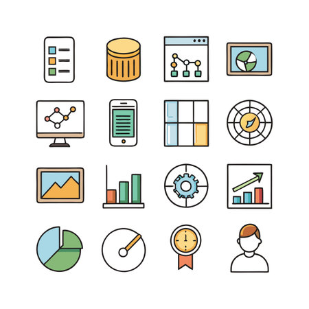 Data and Analytics Icon Set Collection Vector for UI Documents Websites and Mobile Applicationsのイラスト素材