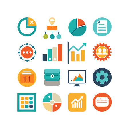 Data and Analytics Icon Set Collection Vector for UI Documents Websites and Mobile Applicationsのイラスト素材