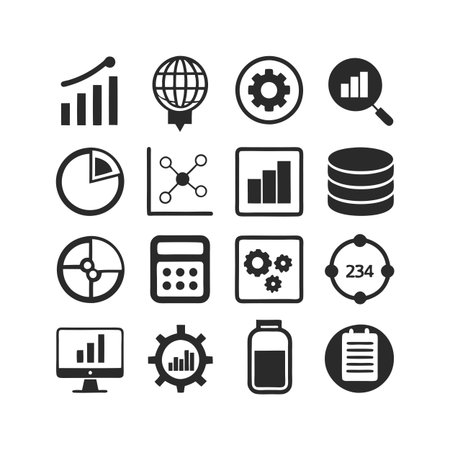 Data and Analytics Icon Set Collection Vector for UI Documents Websites and Mobile Applicationsのイラスト素材
