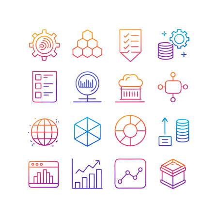 Data and Analytics Icon Set Collection Vector for UI Documents Websites and Mobile Applicationsのイラスト素材