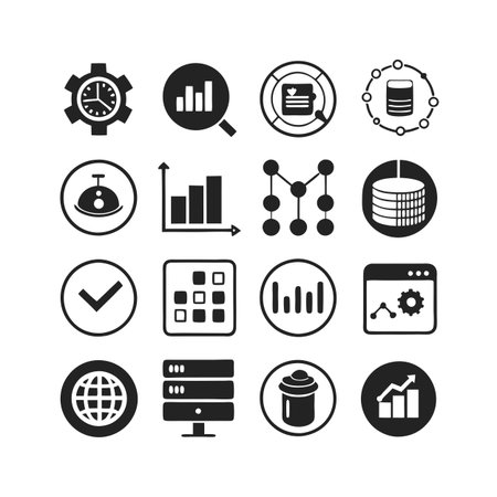 Data and Analytics Icon Set Collection Vector for UI Documents Websites and Mobile Applicationsのイラスト素材