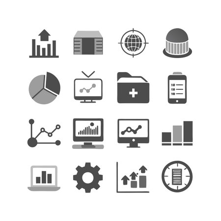 Data and Analytics Icon Set Collection Vector for UI Documents Websites and Mobile Applicationsのイラスト素材