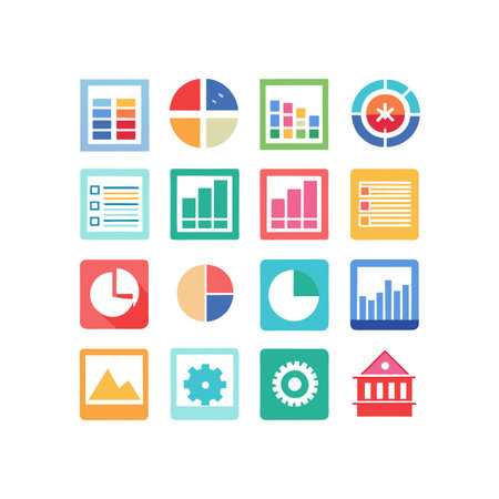 Data and Analytics Icon Set Collection Vector for UI Documents Websites and Mobile Applicationsのイラスト素材