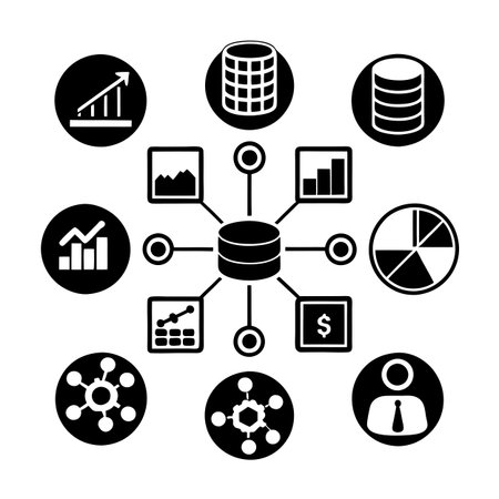 Data and Analytics Icon Set Collection Vector for UI Documents Websites and Mobile Applicationsのイラスト素材