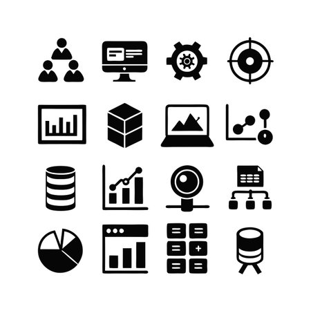 Data and Analytics Icon Set Collection Vector for UI Documents Websites and Mobile Applicationsのイラスト素材