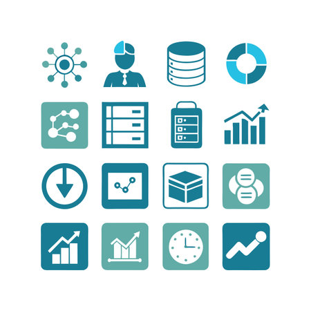 Data and Analytics Icon Set Collection Vector for UI Documents Websites and Mobile Applicationsのイラスト素材