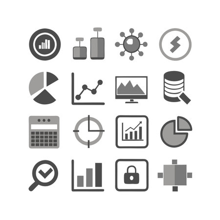 Data and Analytics Icon Set Collection Vector for UI Documents Websites and Mobile Applicationsのイラスト素材