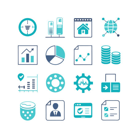 Data and Analytics Icon Set Collection Vector for UI Documents Websites and Mobile Applicationsのイラスト素材