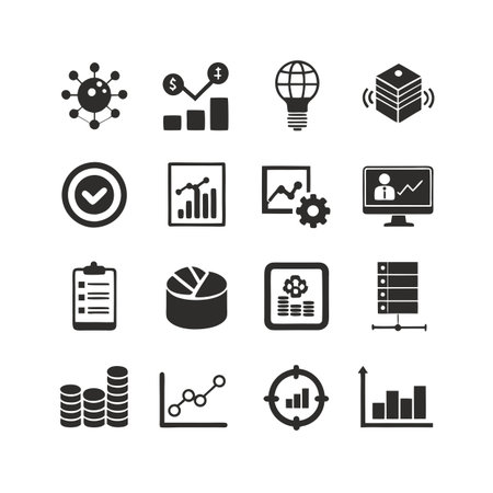 Data and Analytics Icon Set Collection Vector for UI Documents Websites and Mobile Applicationsのイラスト素材