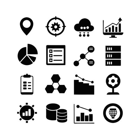 Data and Analytics Icon Set Collection Vector for UI Documents Websites and Mobile Applicationsのイラスト素材
