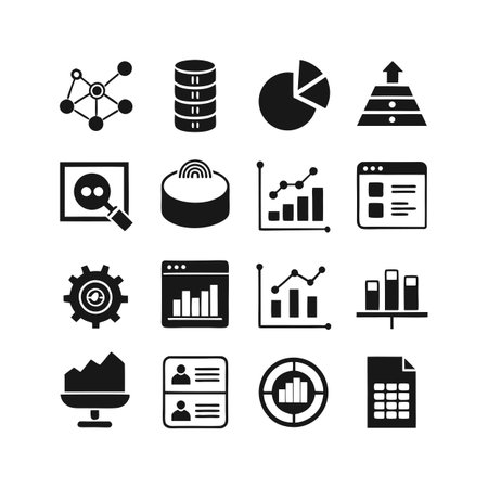 Data and Analytics Icon Set Collection Vector for UI Documents Websites and Mobile Applicationsのイラスト素材