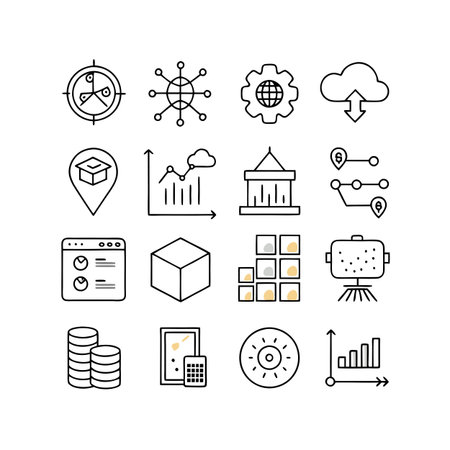 Data and Analytics Icon Set Collection Vector for UI Documents Websites and Mobile Applicationsのイラスト素材