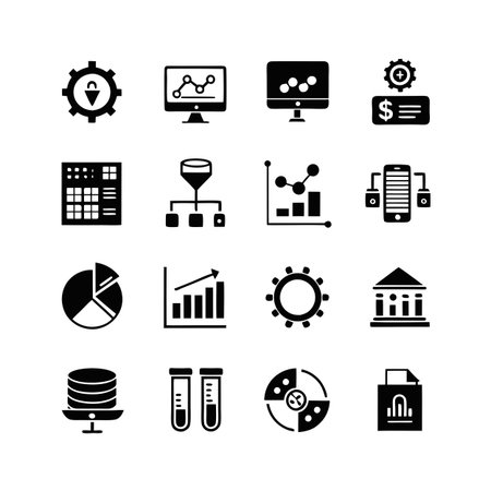 Data and Analytics Icon Set Collection Vector for UI Documents Websites and Mobile Applicationsのイラスト素材