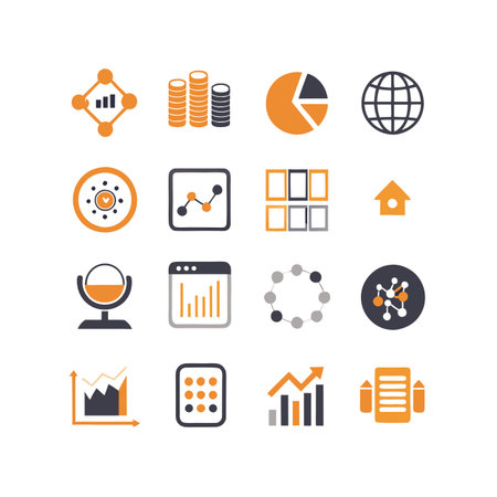 Data and Analytics Icon Set Collection Vector for UI Documents Websites and Mobile Applicationsのイラスト素材
