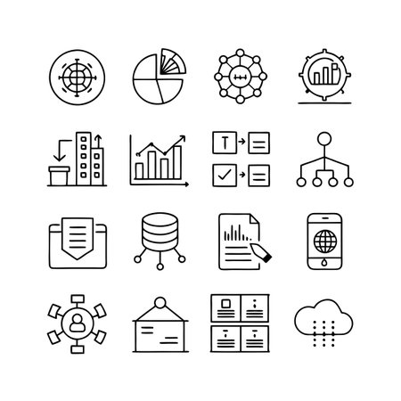 Data and Analytics Icon Set Collection Vector for UI Documents Websites and Mobile Applicationsのイラスト素材