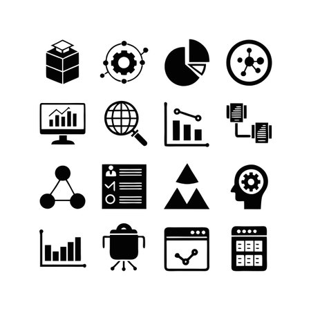 Data and Analytics Icon Set Collection Vector for UI Documents Websites and Mobile Applicationsのイラスト素材