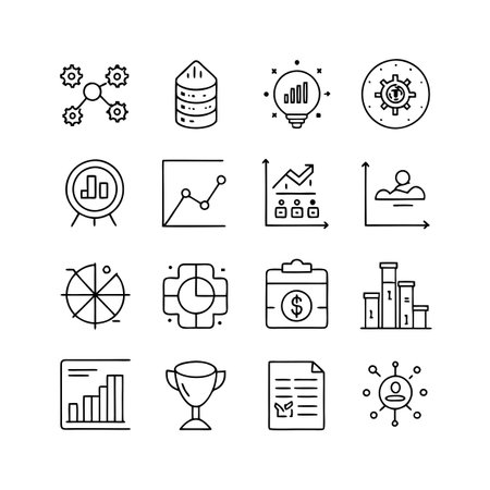 Data and Analytics Icon Set Collection Vector for UI Documents Websites and Mobile Applicationsのイラスト素材