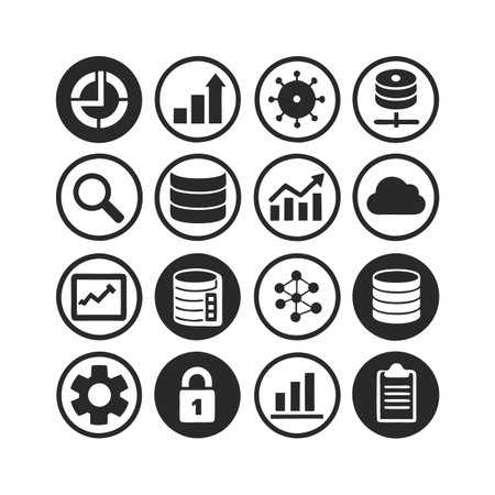 Data and Analytics Icon Set Collection Vector for UI Documents Websites and Mobile Applicationsのイラスト素材